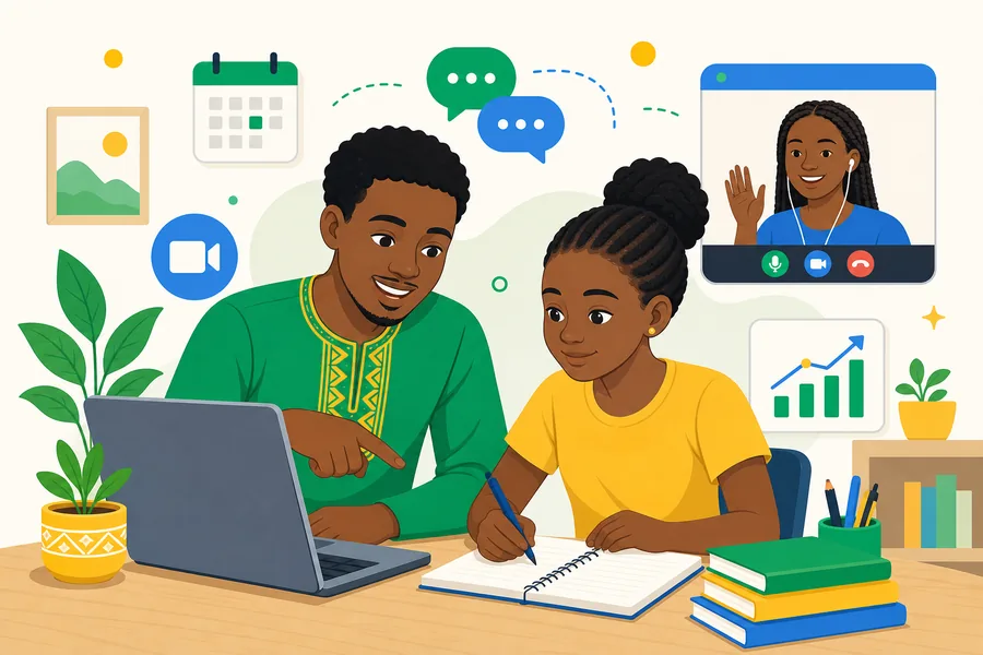 Mentor teaching a student in a live session